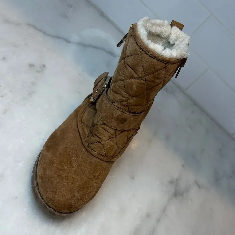 Unisa Boots Women's Quilted Suede Tan Wedge Boots